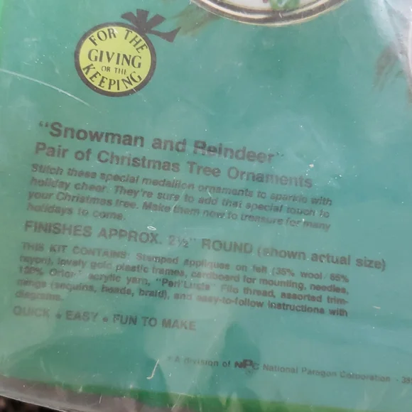 Paragon Needle‎ Craft Snowman Reindeer Ornament Kit - Picture 8 of 12